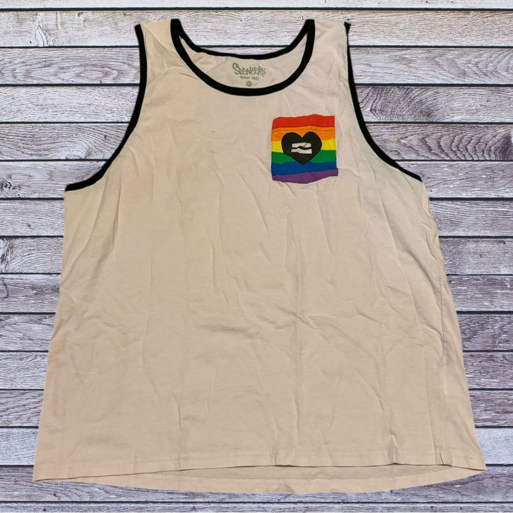 Light Pink Gay Pride Tank Top Shirt LGBTQ Rainbow Heart Equality Queer